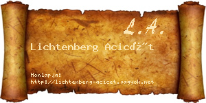 Lichtenberg Acicét névjegykártya